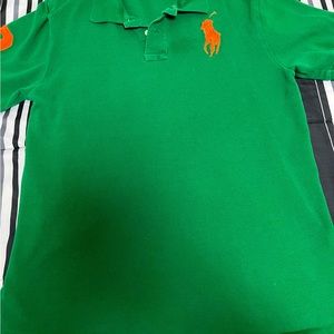 Polo Ralph Lauren Green Polo Shirt with Orange Logo